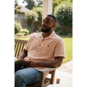 Y2K Island Shores M Cabana Shirt Dadcore Grandpacore Plaid Viscose Aloha